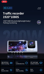 XO 3-i-1 Bilkamera Full HD 1080P Nattläge, Rörelsesensor & Parkeringsövervakning