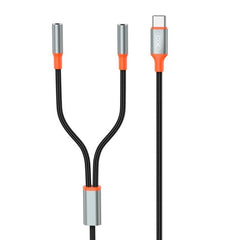 XO NB-R269B 2-i-1 Ljudadapter – USB-C till 2x 3,5 mm Hörlursuttag (1.2 m)