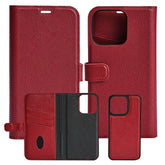 iPhone 13 Pro - Essentials Äkta läder 2-i-1 Löstagbart Plånboksfodral Röd