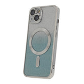 iPhone 15 Plus - Magasafe 2i1 Glitter / Transparent Chrome Skal Silver