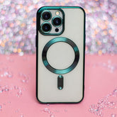 iPhone 16 Pro - MagSafe-kompatibel Chrome Mjuk Skal Transparent-Grön