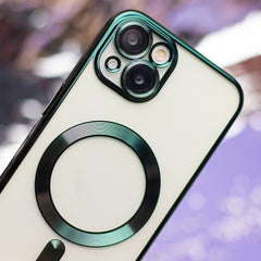 iPhone 16 Pro - MagSafe-kompatibel Chrome Mjuk Skal Transparent-Grön