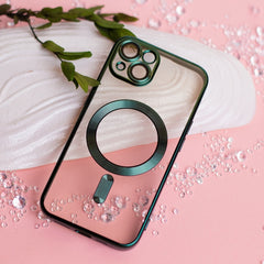 iPhone 16 Pro - MagSafe-kompatibel Chrome Mjuk Skal Transparent-Grön