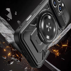 iPhone 16 Pro Max -Defender Armor Mag Skal – Svart, MagSafe, 360° Ringstöd
