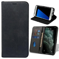 iPhone 16 Pro Max - Smart Suede Läder fodral Mobilplånbok Svart