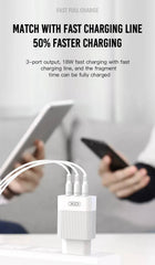 iPhone, Samsung QC3.0 Snabb 17w Väggladdare 3xUSB Vit