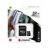 32GB Kingston microSDHC Klass-10 UHS-1 Minneskort + Adapter