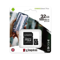 32GB Kingston microSDHC Klass-10 UHS-1 Minneskort + Adapter