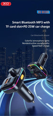 Bluetooth FM Sändare 25W Billaddare med 1 X USBC, 2XUSB-laddning