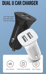 Billaddare Universal 12W Snabbladdning Dual USB 2,4Amp
