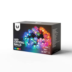 10m Dekorativa 100 Kristallkulor String LED multicolor 230V Ljus