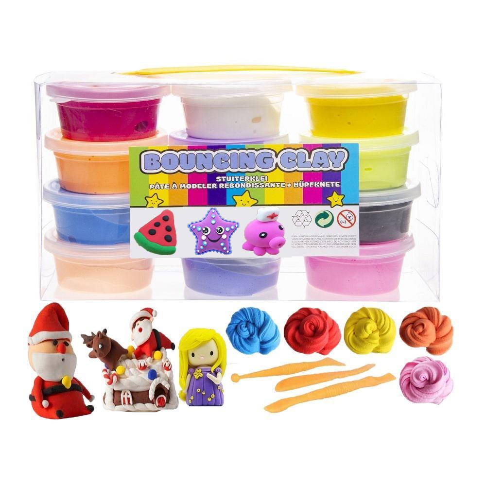 12-Pack Mjuk och Stretchy Bouncing Clay / Fluffy Slime