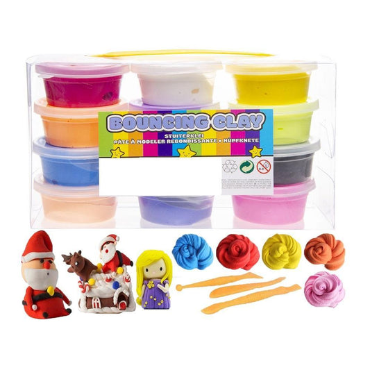 12-Pack Mjuk och Stretchy Bouncing Clay / Fluffy Slime