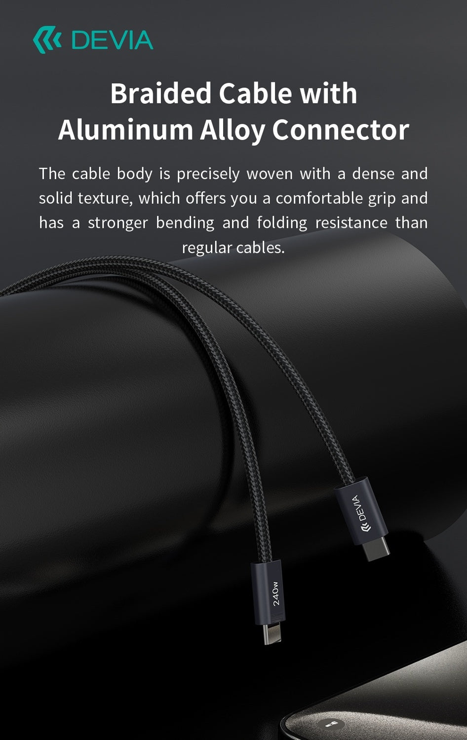 240W Devia Extreme Snabbladdning USB-C till USB-C-kabel – 2m