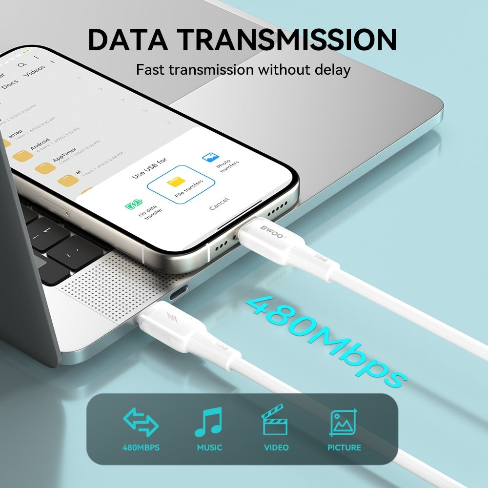 27W iPhone Snabbladdning USB-C till Lightning Kabel Dataöverföring 480Mbps