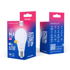 [2-PACK] Forever Light LED E27 A60 Glödlampa 7W 806lm 6000K Kallvit 60W Ekvivalent