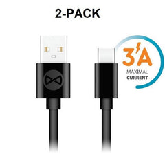 2-PACK Snabbladdning 1M USB-C 3Amp kabel laddare / Dataöverföring