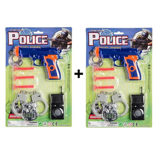 2-Pack Leksaker Polis set - Pistol/ Walky-talky/Badge/ Handcuff/Bullets