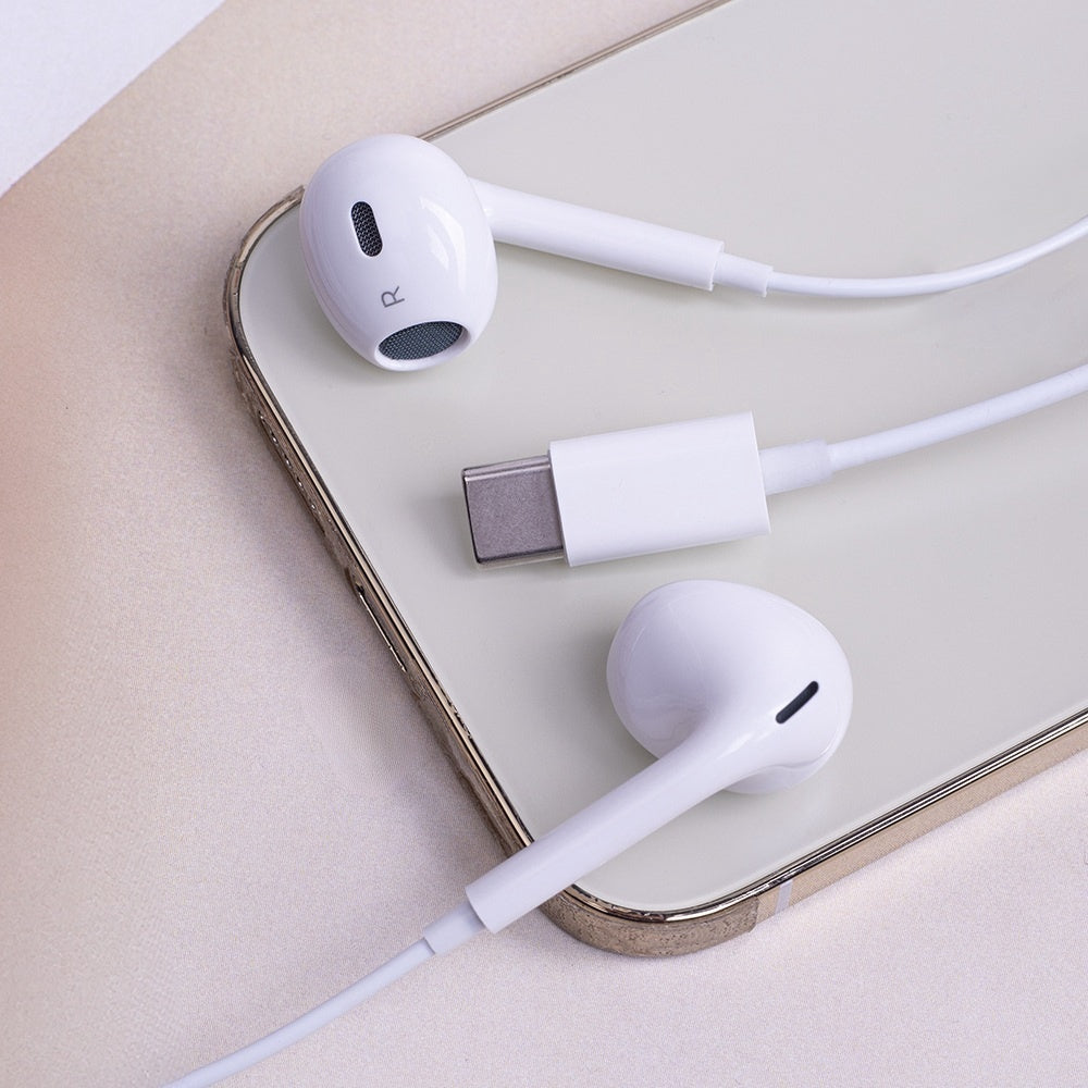 2-Pack USB-C In-Ear Hörlurar med Mikrofon för iPhone 17/16/15, Samsung & USB-C Enheter