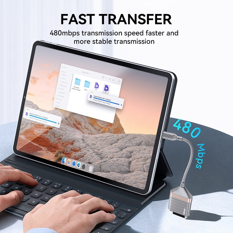 2-i-1 USB-C till SD/TF Minneskortläsare – Snabb & Smidig Dataöverföring