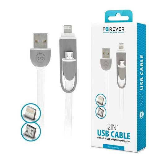 2in1 MicroUSB + Lightning iPhone kabel för iPhone / iPad