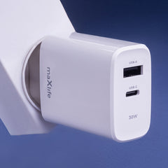 30W Snabbladdare för iPhone / Samsung PD, QC Dual Port USB-C