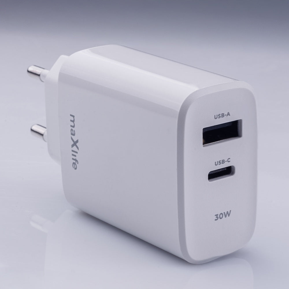 30W Snabbladdare för iPhone / Samsung PD, QC Dual Port USB-C