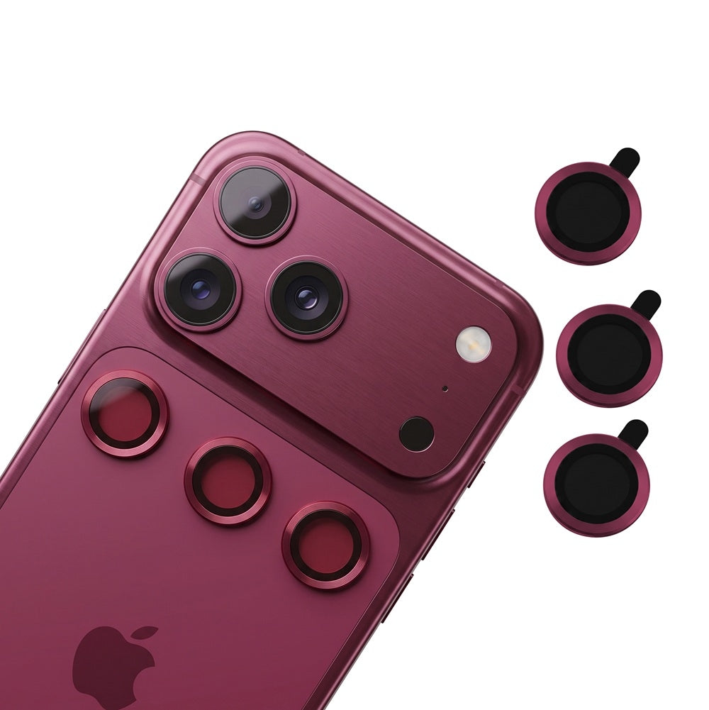 [3-Pack] iPhone 18 Pro – Kameralinsskydd Härdat Glas 9H – Dark Cherry