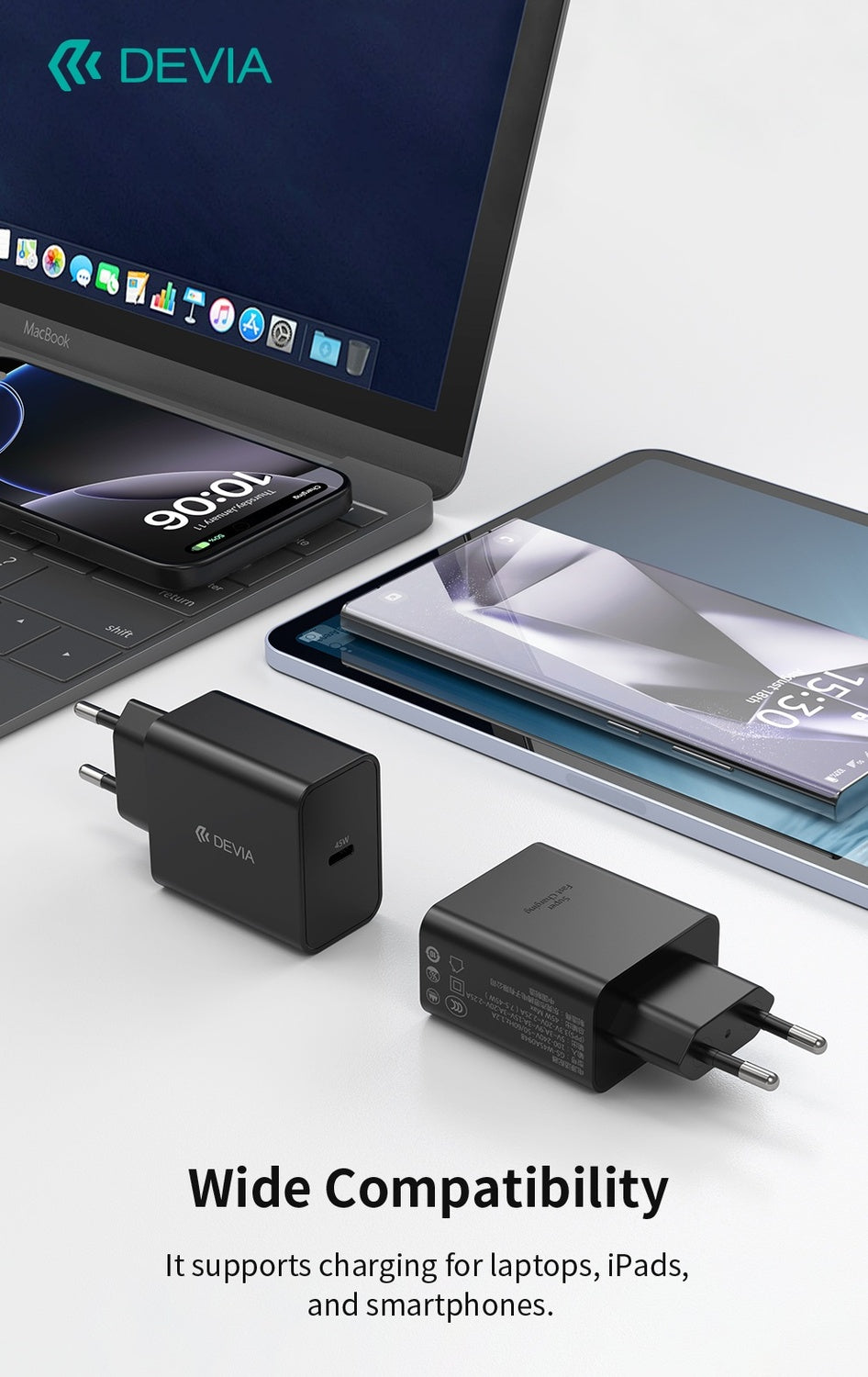 45W USB-C PD snabbladdare – Snabbladdning för mobiltelefoner och surfplattor