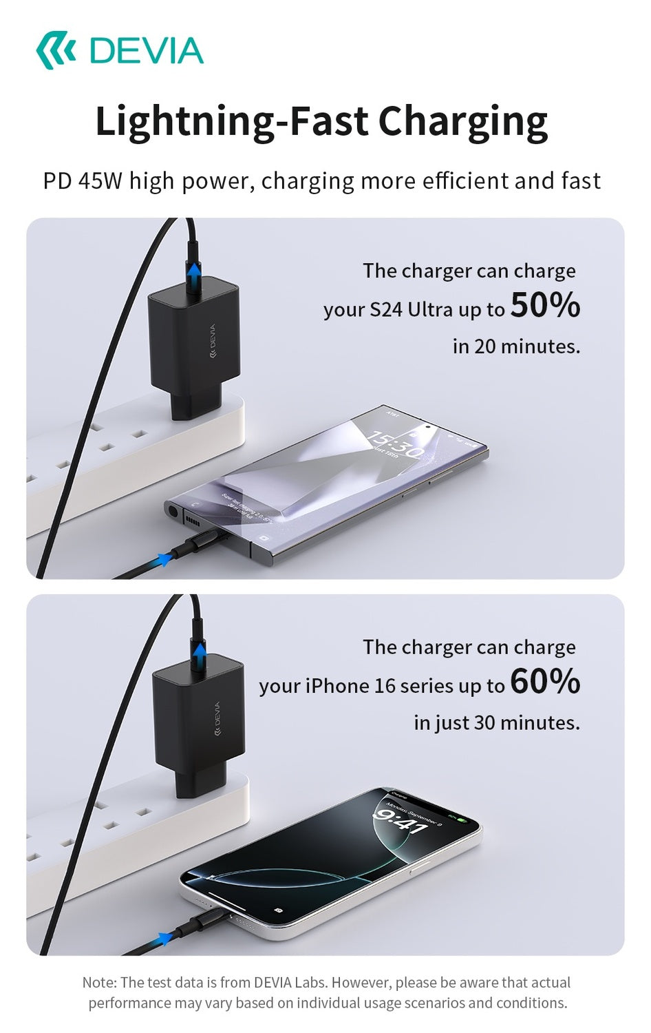 45W USB-C PD snabbladdare – Snabbladdning för mobiltelefoner och surfplattor