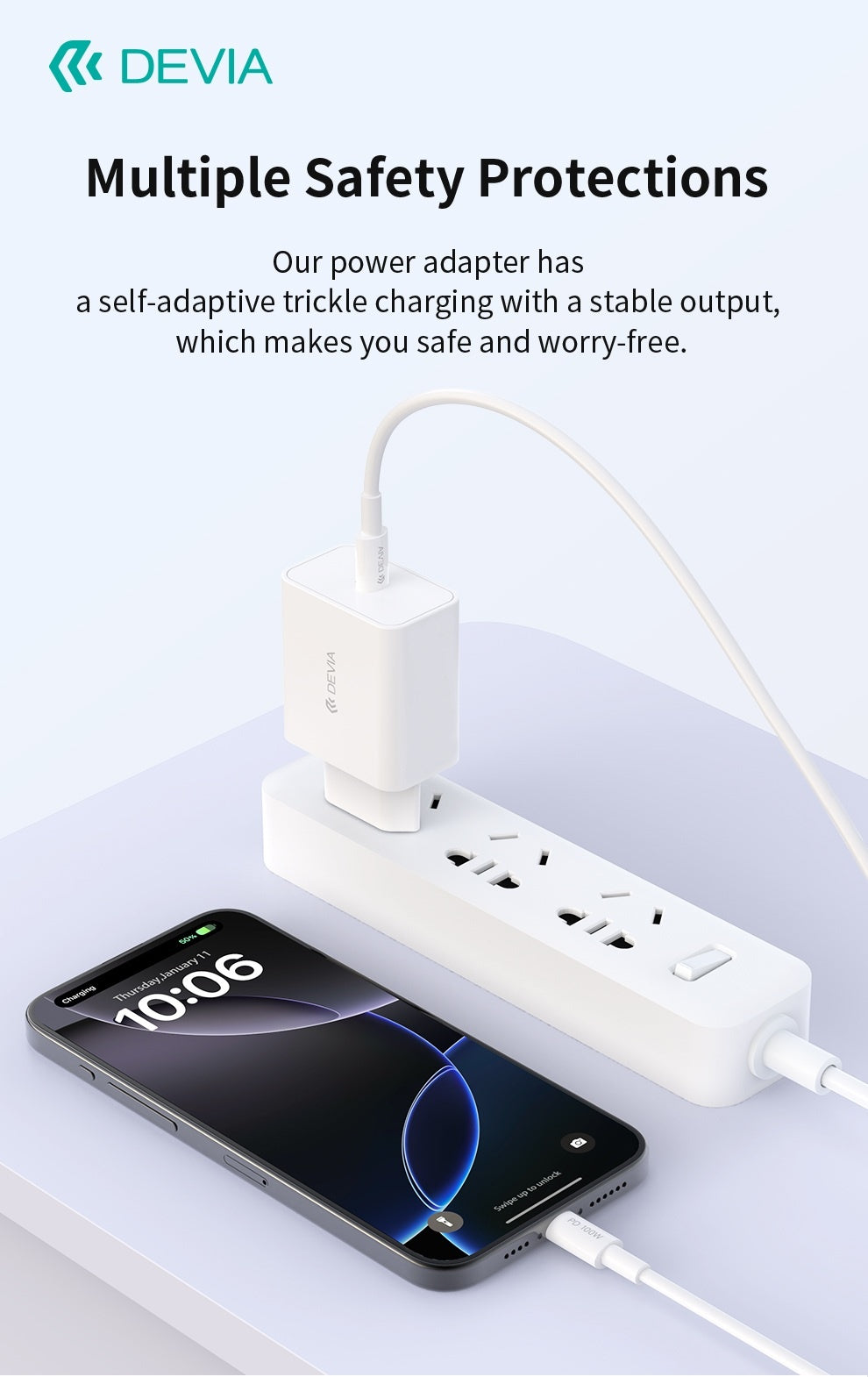 45W USB-C PD snabbladdare för mobiltelefoner och surfplattor - Vit