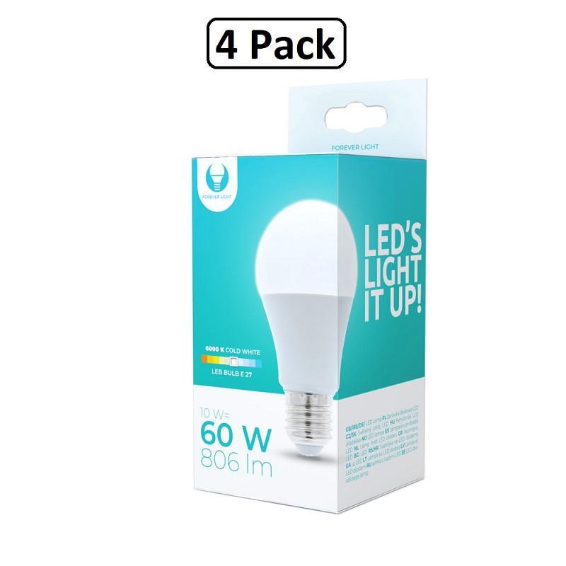 4-Pack LED-lampa E27 10W 806lm (6000K) 230V