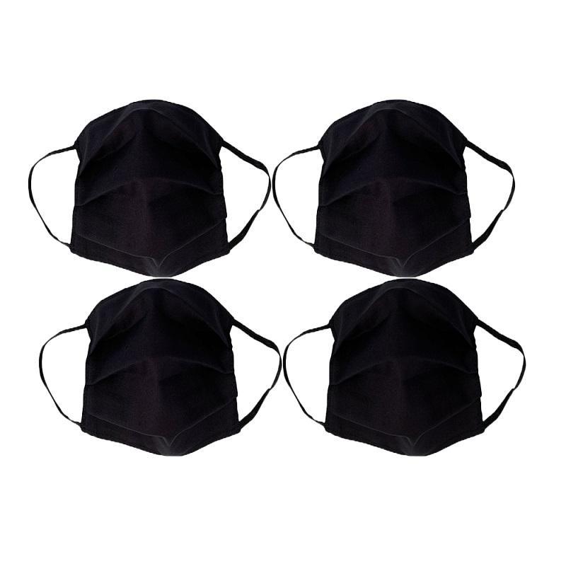 4-Pack - Tvättbar Mask / 100% cotton Munskydd - Svart