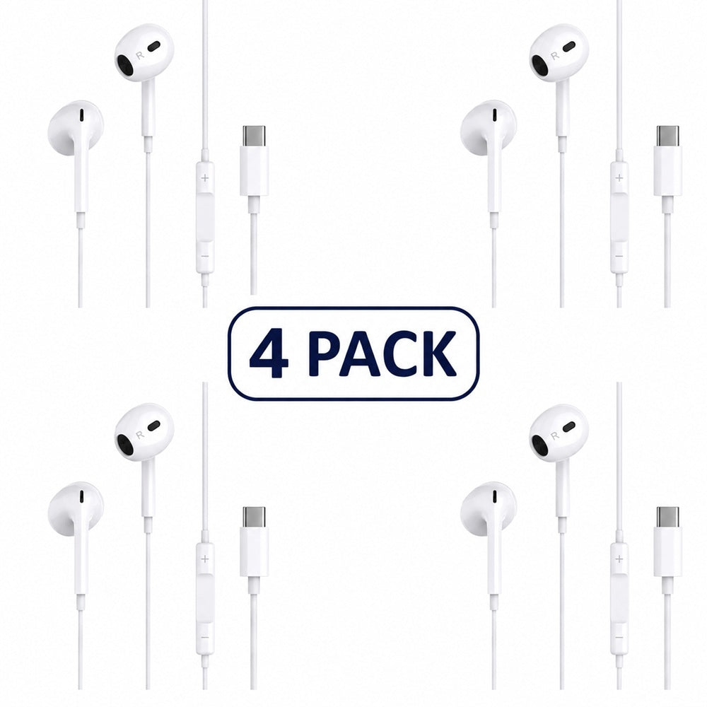 4-Pack USB-C In-Ear Hörlurar med Mikrofon för iPhone 17/16/15, Samsung & USB-C Enheter