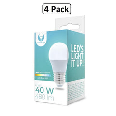 4-Pack kallvit LED-lampa E27 6W 480lm (6000K)