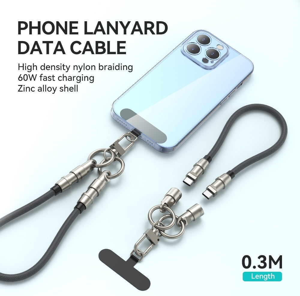 60W Snabbladdning 30cm kabel med armrem för Samsung, iPhone 15/16/17
