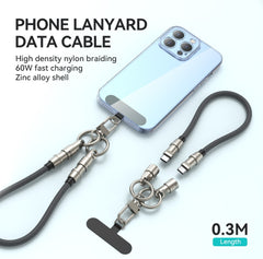 60W Snabbladdning 30cm kabel med armrem för Samsung, iPhone 15/16/17
