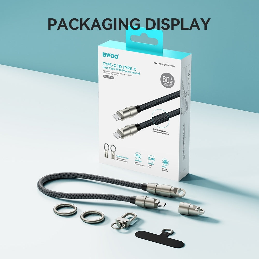 60W Snabbladdning 30cm kabel med armrem för Samsung, iPhone 15/16/17