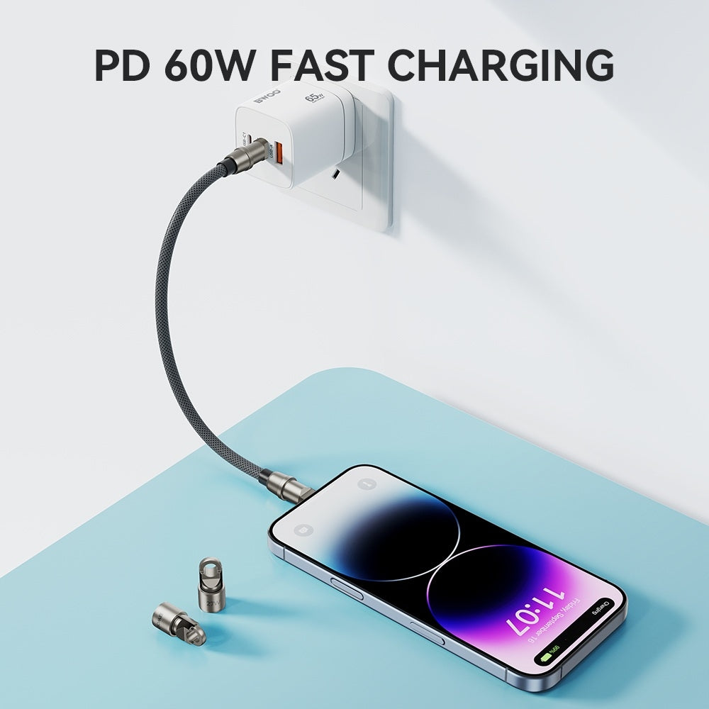 60W Snabbladdning 30cm kabel med armrem för Samsung, iPhone 15/16/17