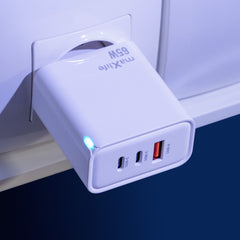 65W Snabbladdare PD Dual 2XUSB-C / USB för iPhone, Samsung, iPad