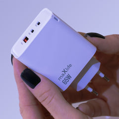 65W Snabbladdare PD Dual 2XUSB-C / USB för iPhone, Samsung, iPad