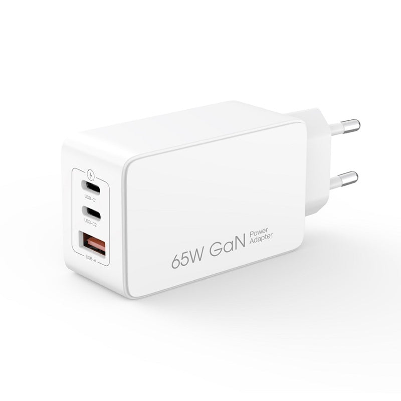 65W Snabbladdare Setty GaN PD QC Dual USB-C, USB-A för iPhone, Samsung, iPad