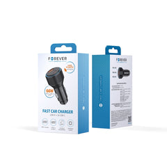 66W Snabb billaddare 2X USB-C PD 3.0 / USB QC3.0 För iPhone, Samsung