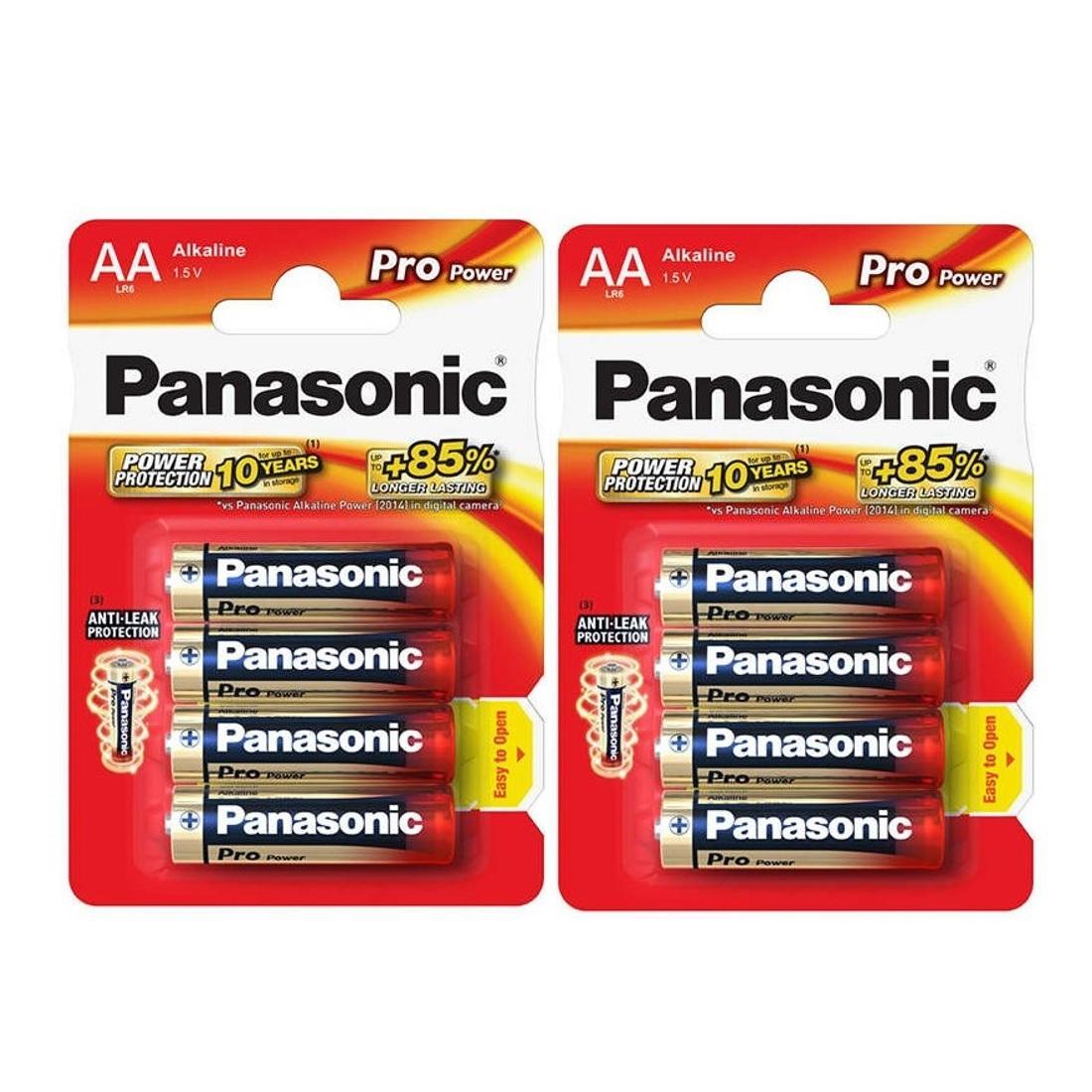 8-Pack Panasonic alkaline Pro Power LR6/AA Batteri