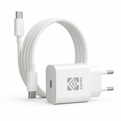 Acetek 30W USB-C Snabbladdare + Kabel – PD 3.0 Väggladdare för iPhone, Samsung m.fl.