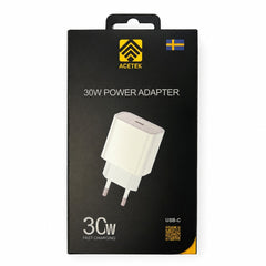 Acetek 30W USB-C Snabbladdare – PD 3.0 & QC 3.0 Väggladdare för iPhone, Samsung m.fl.