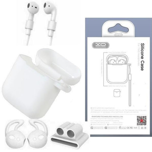 AirPod Silikon laddningsfodral + Anti-loss Skyddssats - Vit