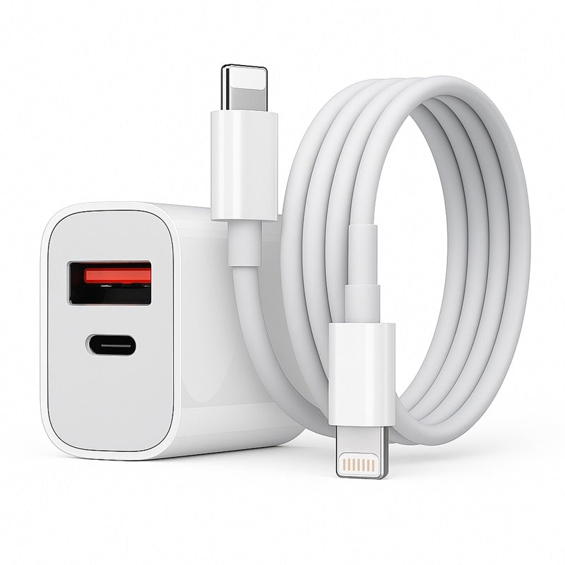Apple iPhone kompatibla USB, USB-C Snabbladdare med Lightning Kabel