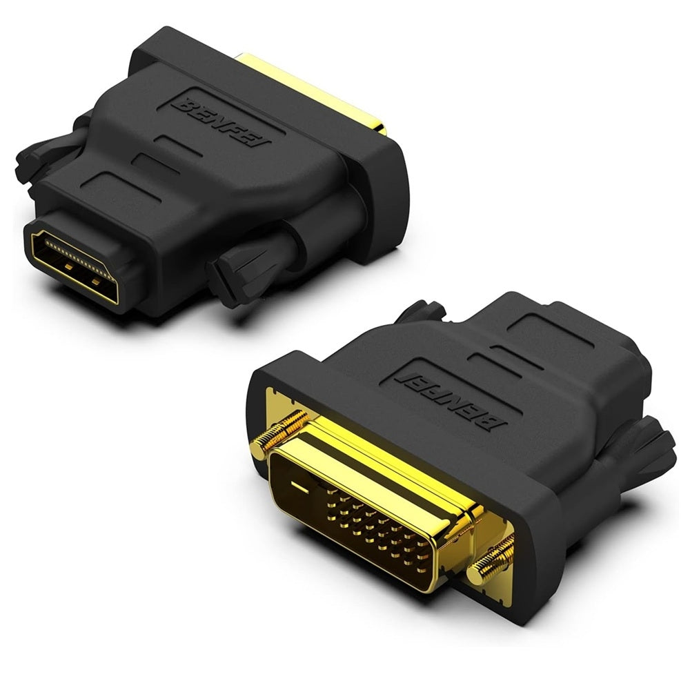 BENFEI DVI till HDMI-adapter dubbelriktad Full HD 1080P – 2-pack svart