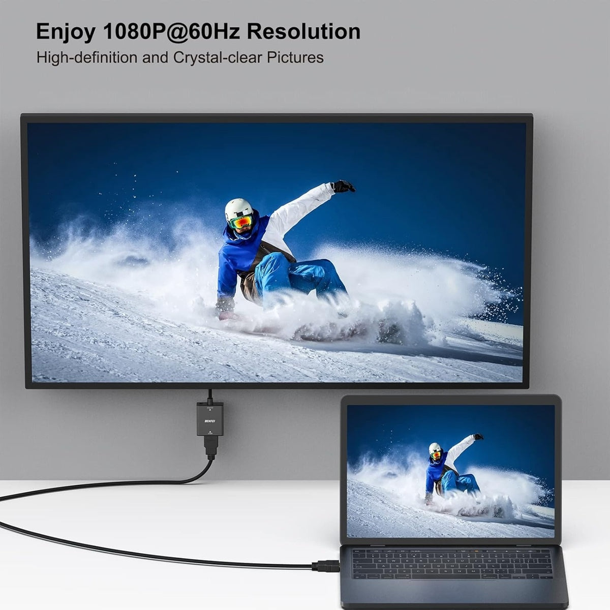BENFEI HDMI till VGA-adapter Full HD 1080P med 3,5 mm ljudutgång – svart